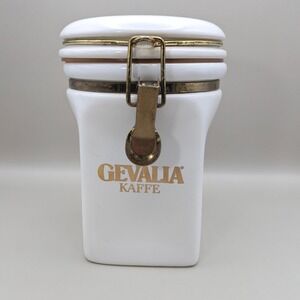 Vintage Gevalia Kaffe‎ White Ceramic Coffee Canister Royal Warrant Sweden